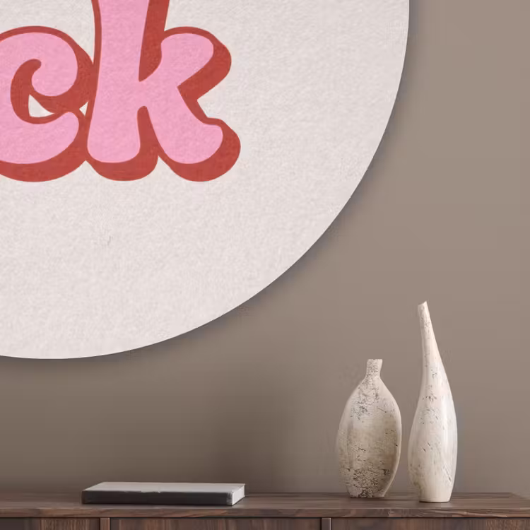 Tekst - Boodschap - Roze Akoestische PET Vilt - Rond klein -sfeer5_closeup