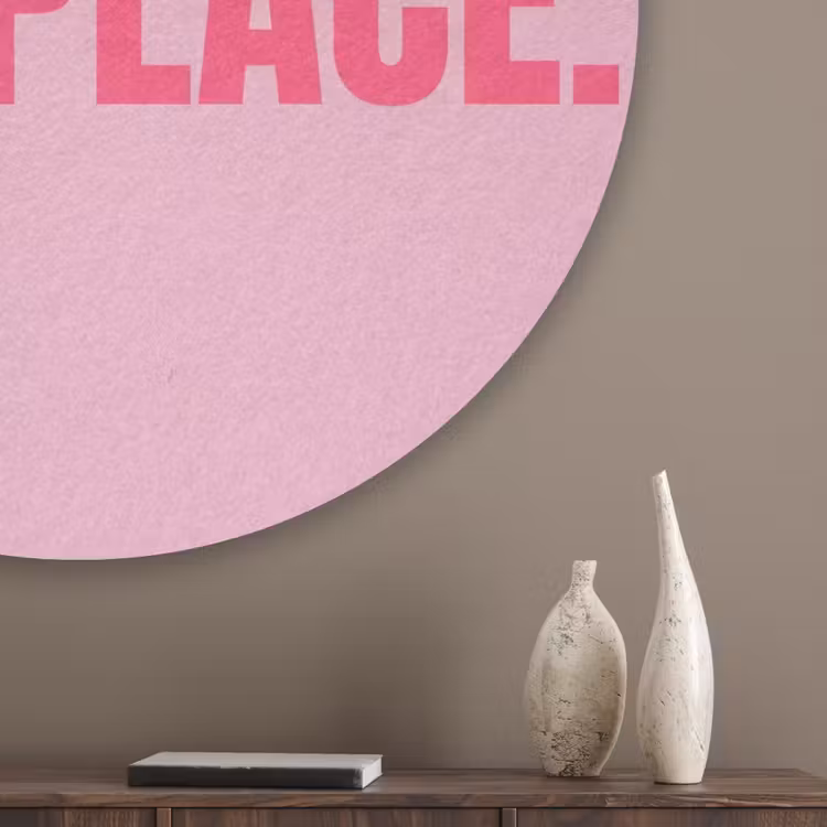 Tekst - Modern - Roze Akoestische PET Vilt - Rond klein -sfeer5_closeup