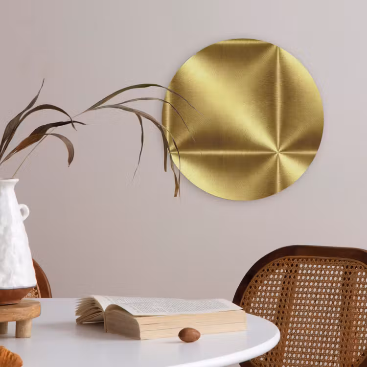 Textuur - Geborsteld Goud - Industrieel - Metallic Akoestische PET Vilt - Rond klein 838 -sfeer3
