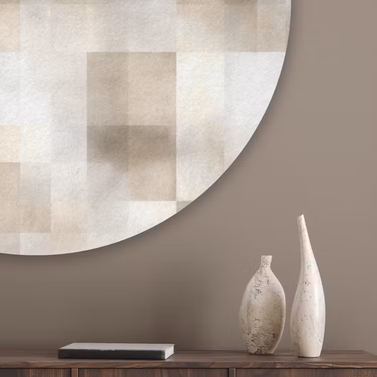 Textuur - Linnen - Beige Akoestische PET Vilt - Rond klein 838 -sfeer5_closeup