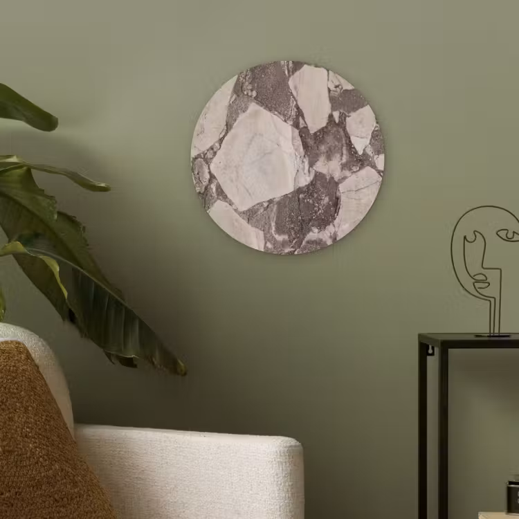 Textuur - Marmer - Abstract - Beige - Bruin Akoestische PET Vilt - Rond klein -sfeer2