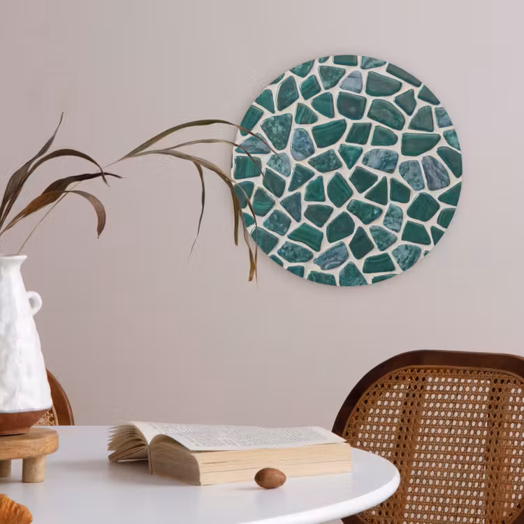 Textuur - Steen - Groen - Abstract - Patroon Akoestische PET Vilt - Rond klein -sfeer3