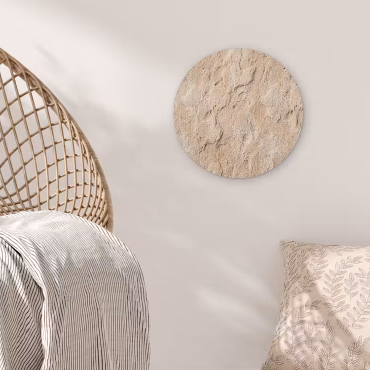 Textuur - Steen - Natuur - Beige Akoestische PET Vilt - Rond klein -sfeer4