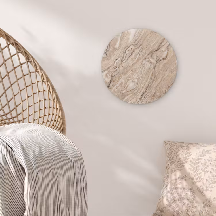 Textuur - Aders - Abstract - Modern - Beige Akoestische PET Vilt - Rond klein -sfeer4