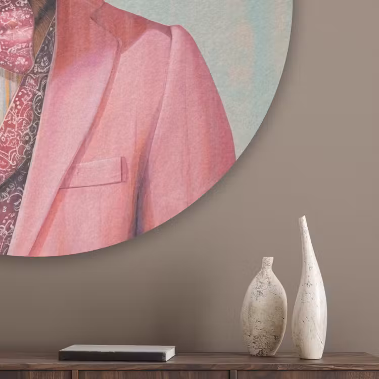 Tijger - Strik - Jasje - Roze Akoestische PET Vilt - Rond klein -sfeer5_closeup