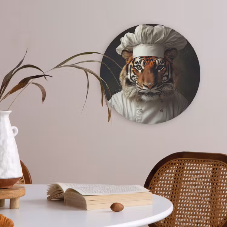Tijger - Kokskleding - Bruin Akoestische PET Vilt - Rond klein -sfeer3