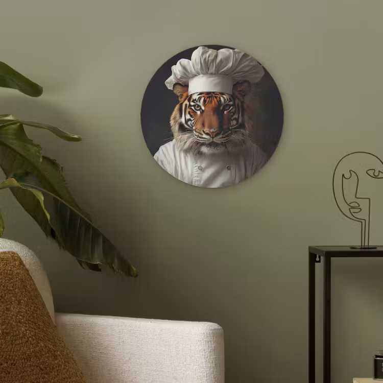 Tijger - Kokskleding - Bruin Akoestische PET Vilt - Rond klein -sfeer2