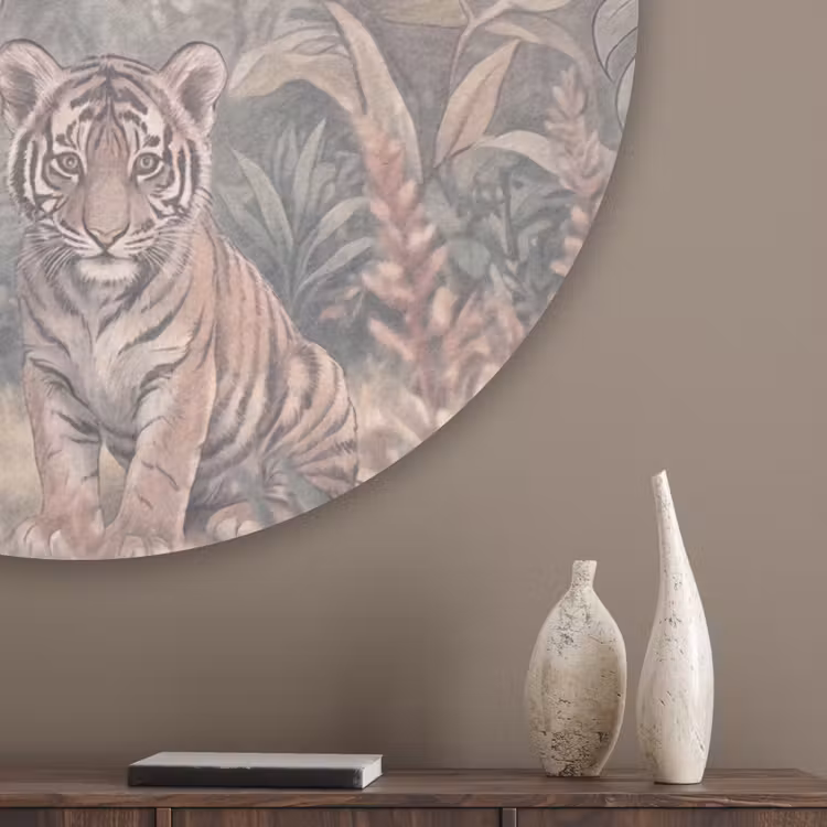Tijger - Welp - Jungle - Illustratie - Dieren Akoestische PET Vilt - Rond klein -sfeer5_closeup