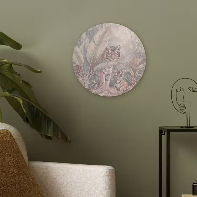 Tijger - Welp - Jungle - Illustratie - Dieren Akoestische PET Vilt - Rond klein -sfeer2