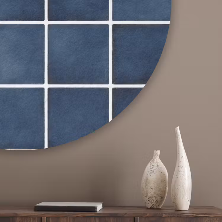 Tegel - Modern - Blauw Akoestische PET Vilt - Rond klein 838 -sfeer5_closeup