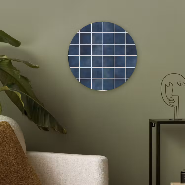 Tegel - Modern - Blauw Akoestische PET Vilt - Rond klein 838 -sfeer2