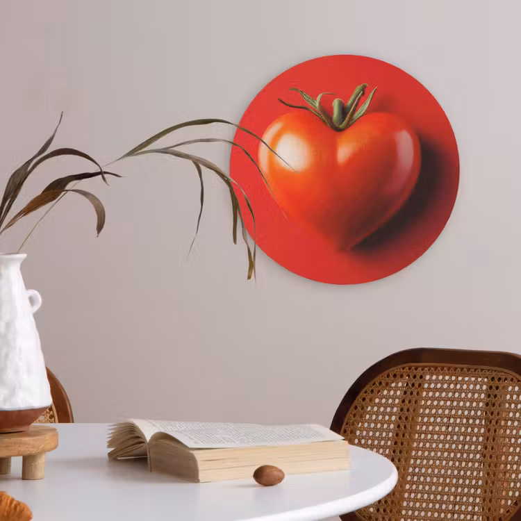 Tomaat - Rood - Hart Akoestische PET Vilt - Rond klein -sfeer3