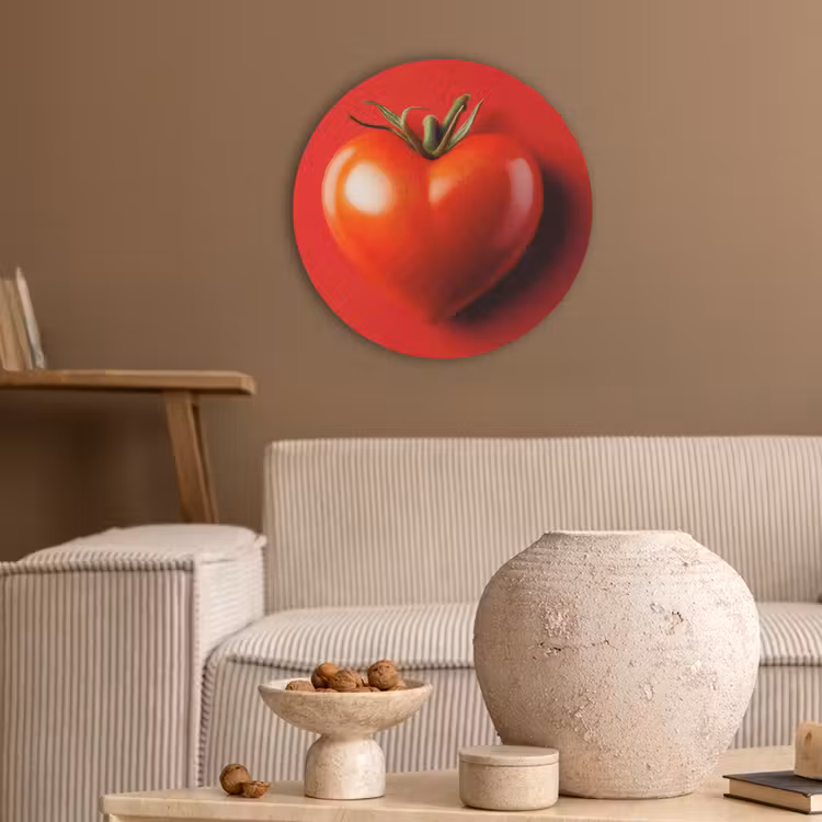 Tomaat - Rood - Hart Akoestische PET Vilt - Rond klein -sfeer1