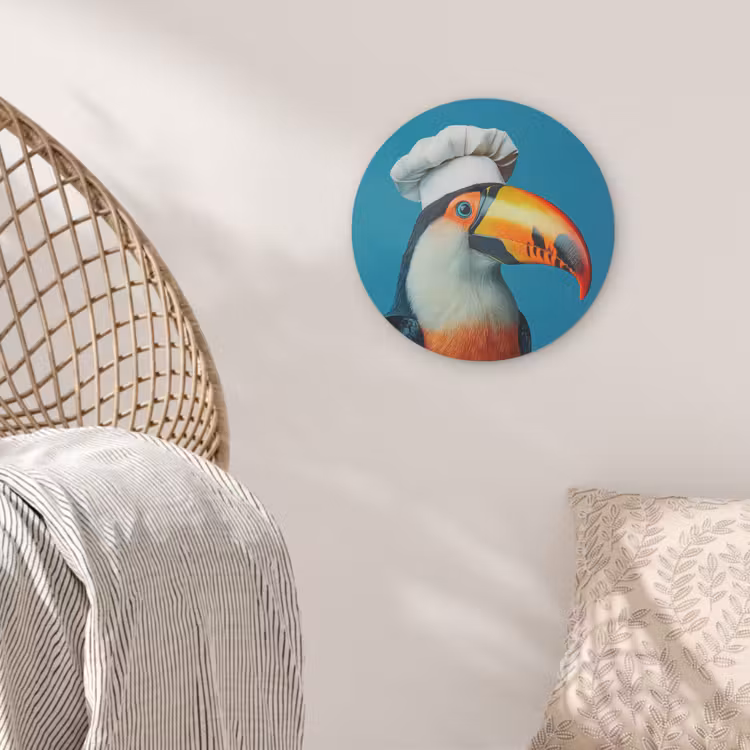 Toekan - Papegaai - Vogel - Koksmuts Akoestische PET Vilt - Rond klein -sfeer4