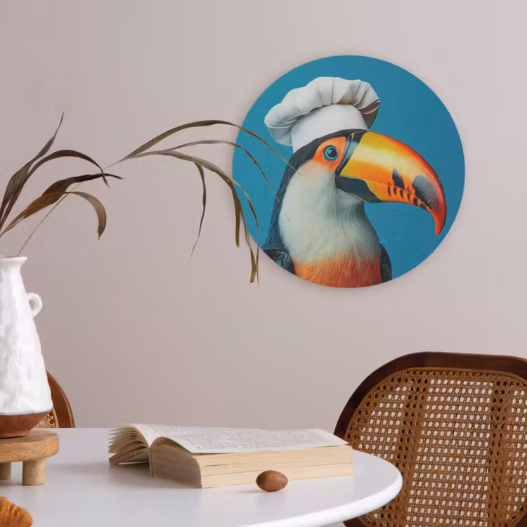 Toekan - Papegaai - Vogel - Koksmuts Akoestische PET Vilt - Rond klein -sfeer3