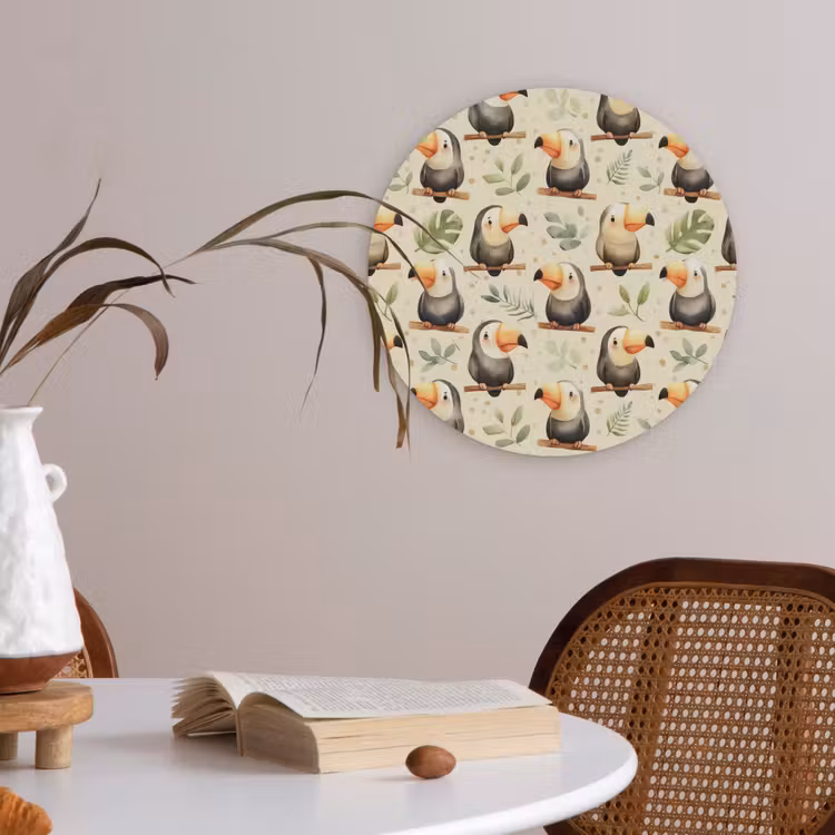 Toekans - Exotisch - Kleurrijk Akoestische PET Vilt - Rond klein 838 -sfeer3