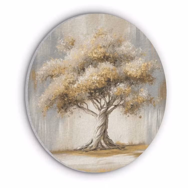Boom - Bladeren - Abstract - Wit Akoestische PET Vilt - Rond klein -3d