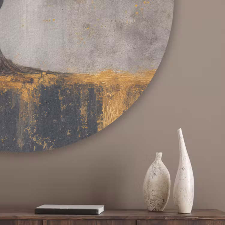 Boom - Bladeren - Goud - Abstract Akoestische PET Vilt - Rond klein -sfeer5_closeup