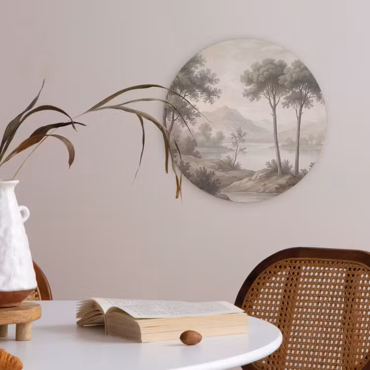 Bomen - Meer - Bergen - Illustratie Akoestische PET Vilt - Rond klein -sfeer3
