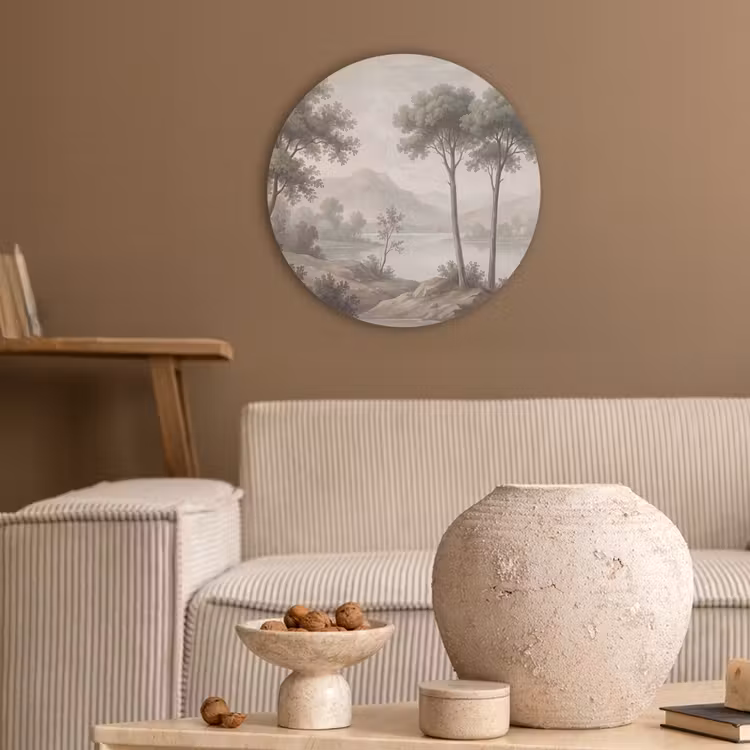 Bomen - Meer - Bergen - Illustratie Akoestische PET Vilt - Rond klein -sfeer1