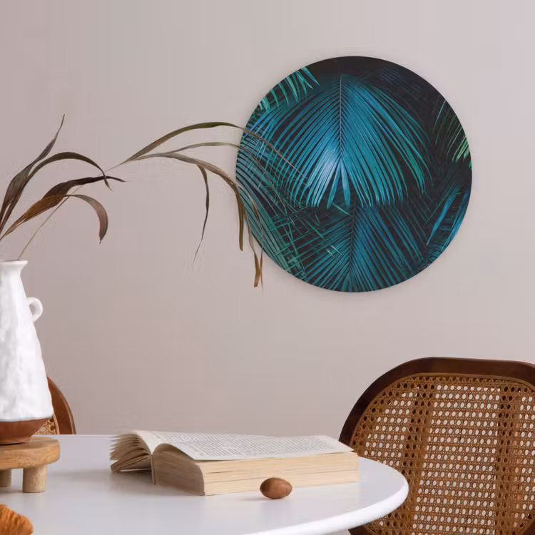 Tropical - Jungle - Bladeren - Groen Akoestische PET Vilt - Rond klein -sfeer3