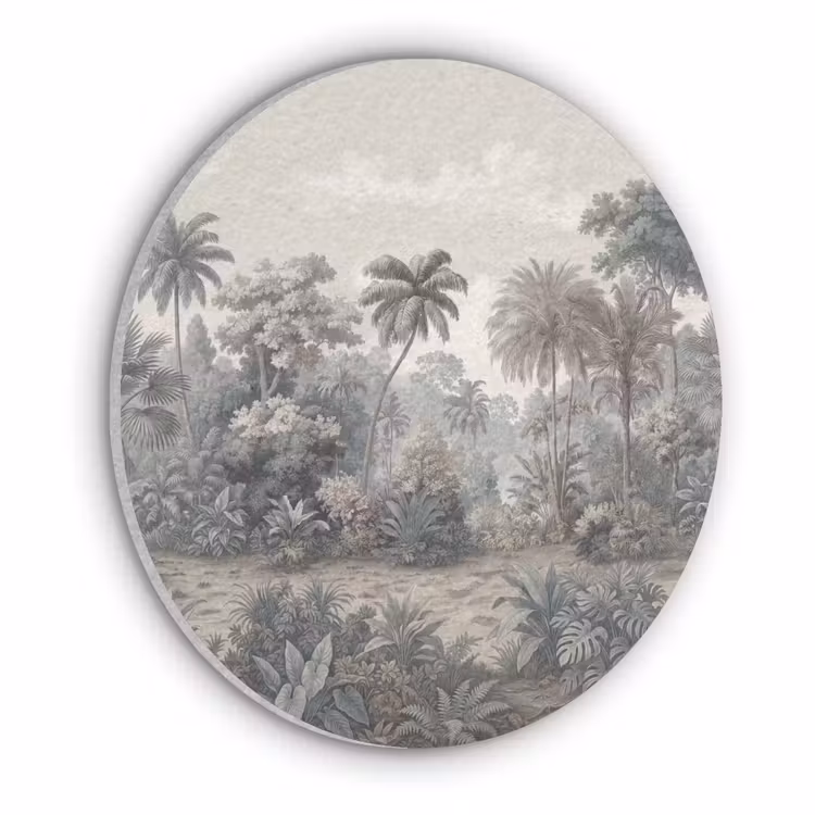 Tropisch - Landschap - Illustratie Akoestische PET Vilt - Rond klein -3d