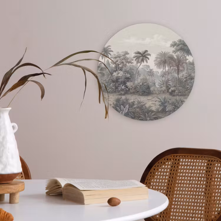 Tropisch - Landschap - Illustratie Akoestische PET Vilt - Rond klein -sfeer3