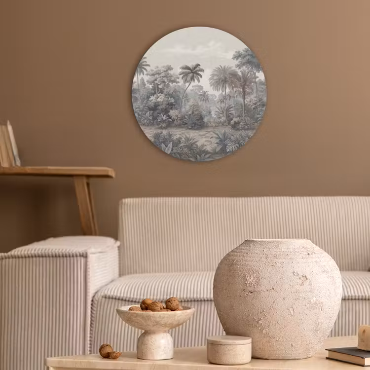 Tropisch - Landschap - Illustratie Akoestische PET Vilt - Rond klein -sfeer1