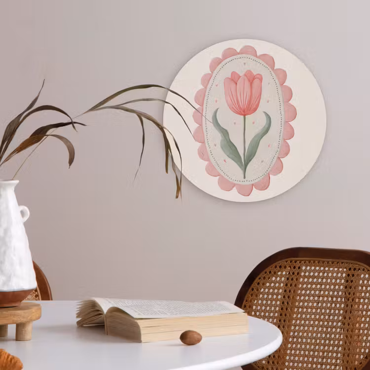 Tulp - Lijst - Ovaal - Illustratie Akoestische PET Vilt - Rond klein -sfeer3