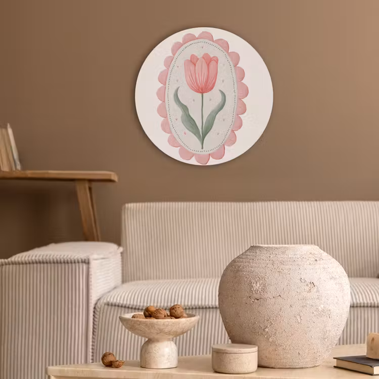 Tulp - Lijst - Ovaal - Illustratie Akoestische PET Vilt - Rond klein -sfeer1
