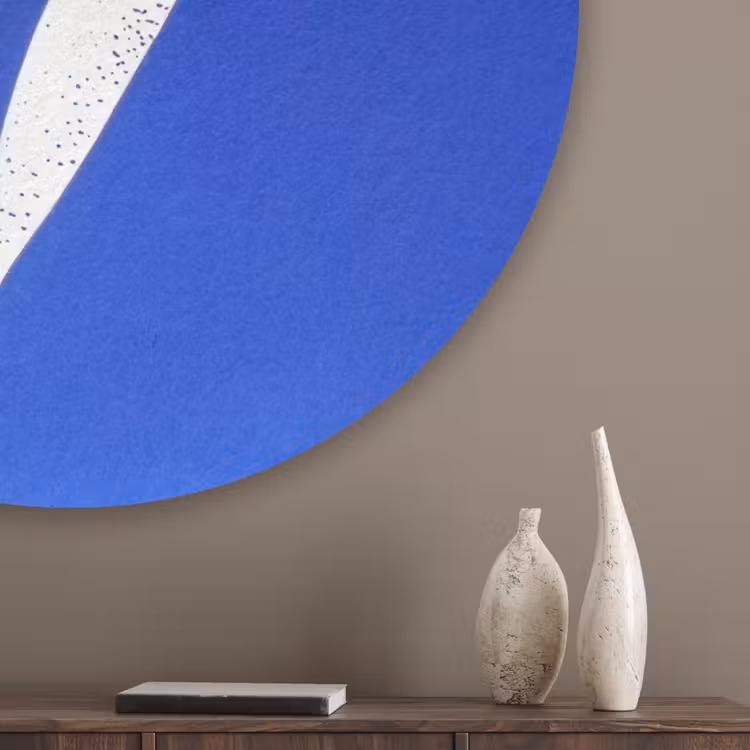 Tulp - Minimalistisch - Bladeren - Wit Akoestische PET Vilt - Rond klein -sfeer5_closeup