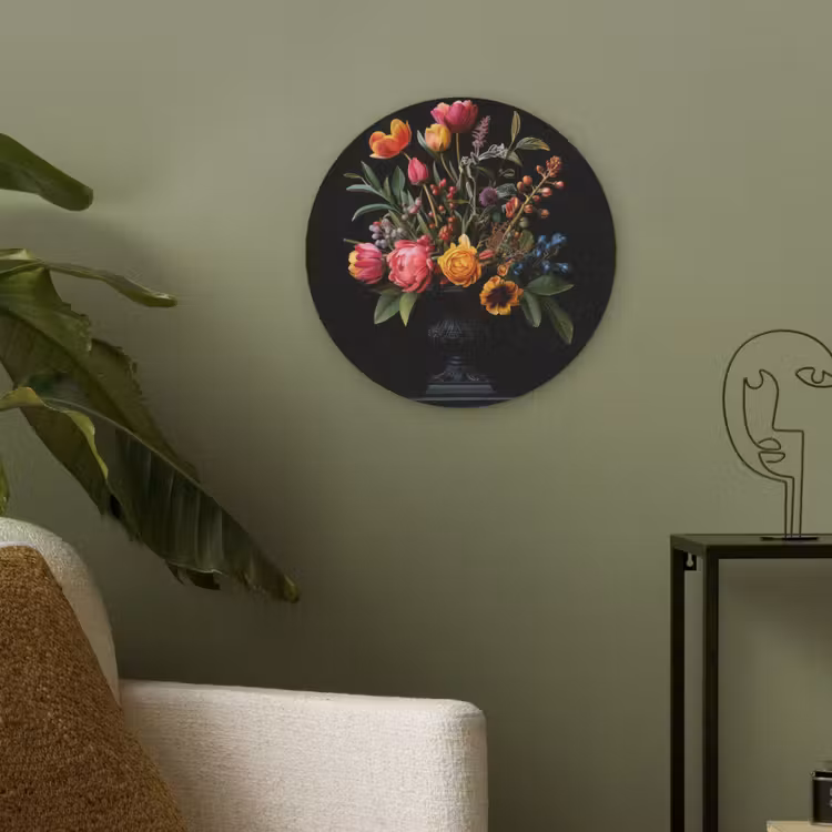 Tulpen - Bessen - Boeket - Vaas Akoestische PET Vilt - Rond klein -sfeer2