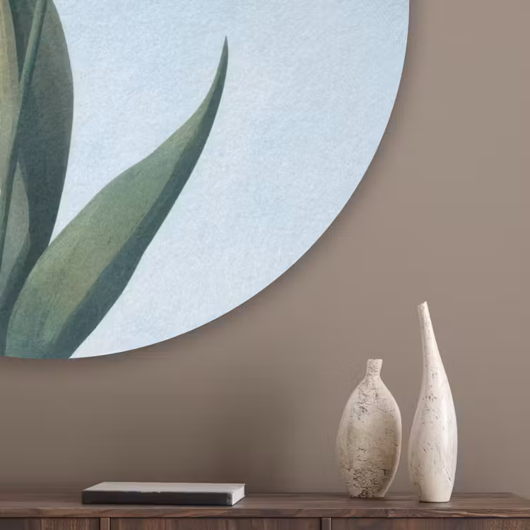 Tulpen - Blauw - Bladeren Akoestische PET Vilt - Rond klein -sfeer5_closeup