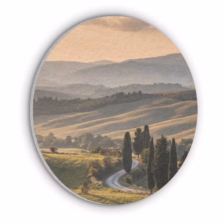 Toscaans - Landschap - Heuvels Akoestische PET Vilt - Rond klein -3d