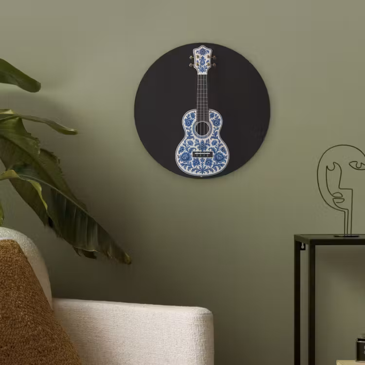 Ukelele - Delfts - Blauw - Muziek Akoestische PET Vilt - Rond klein -sfeer2
