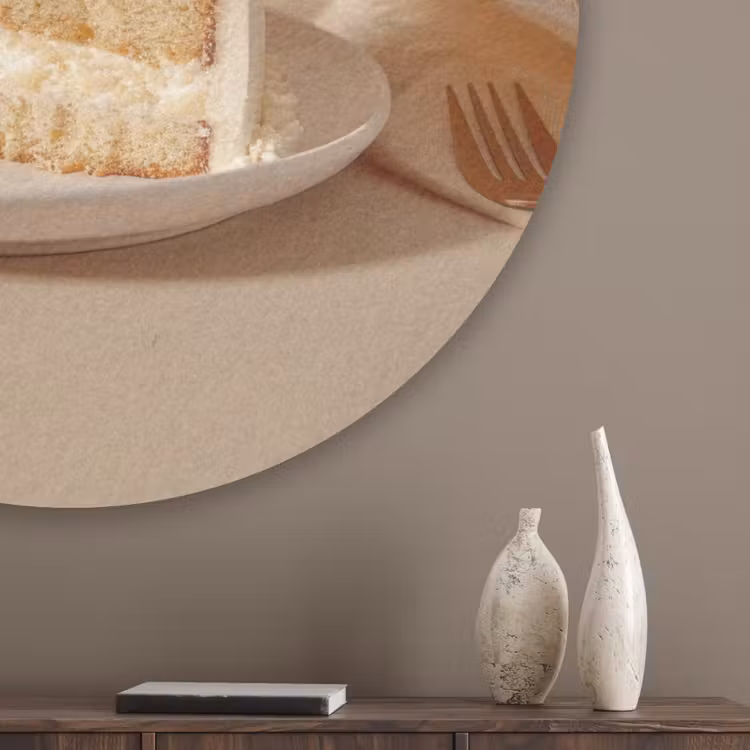 Vanilletaart - Cake - Romig Akoestische PET Vilt - Rond klein -sfeer5_closeup