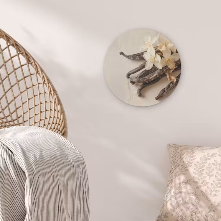 Vanille - Bloemen - Beige Akoestische PET Vilt - Rond klein -sfeer4