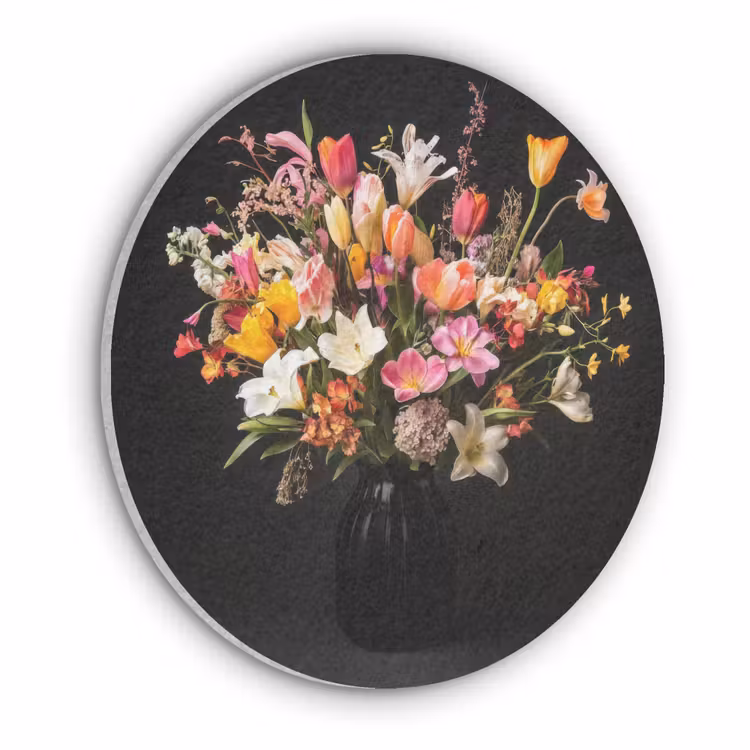 Vaas - Bloemen - Tulpen Akoestische PET Vilt - Rond klein -3d