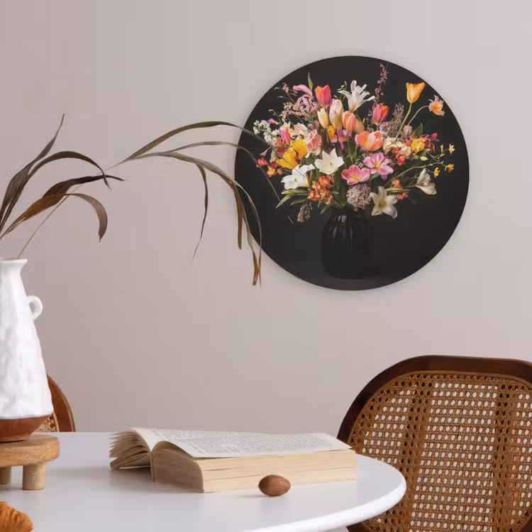 Vaas - Bloemen - Tulpen Akoestische PET Vilt - Rond klein -sfeer3