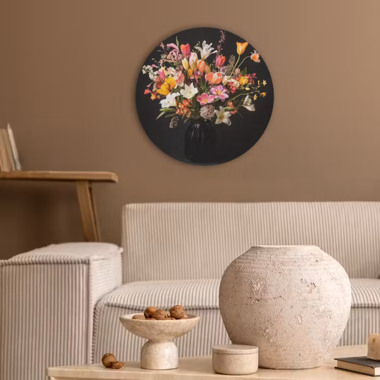 Vaas - Bloemen - Tulpen Akoestische PET Vilt - Rond klein -sfeer1