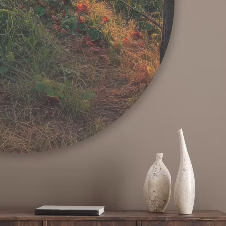 Wijngaard - Druiven - Zonsondergang Akoestische PET Vilt - Rond klein -sfeer5_closeup