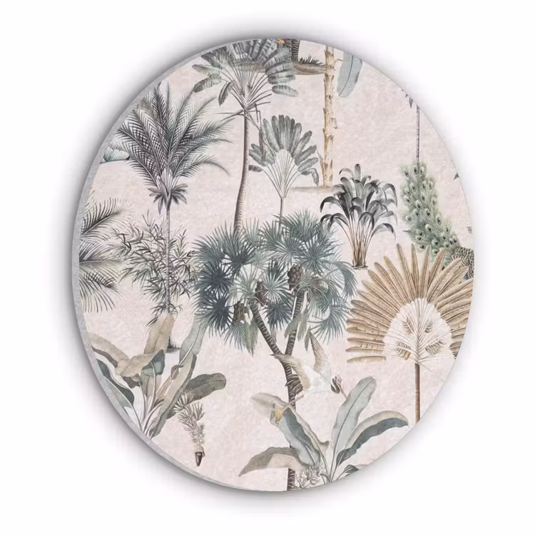 Vintage - Jungle - Dieren - Natuur Akoestische PET Vilt - Rond klein -3d