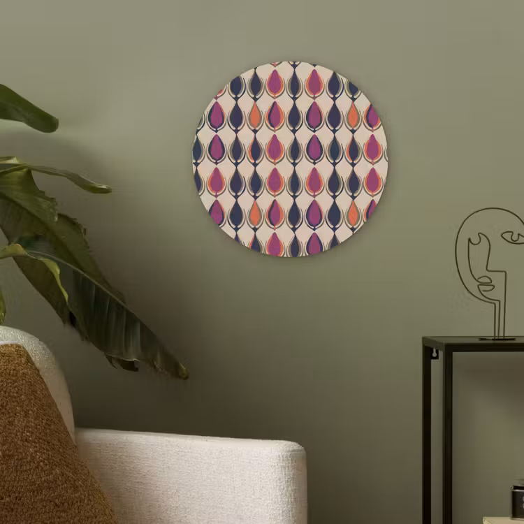 Vintage - Retro - Kleurrijk Akoestische PET Vilt - Rond klein 838 -sfeer2