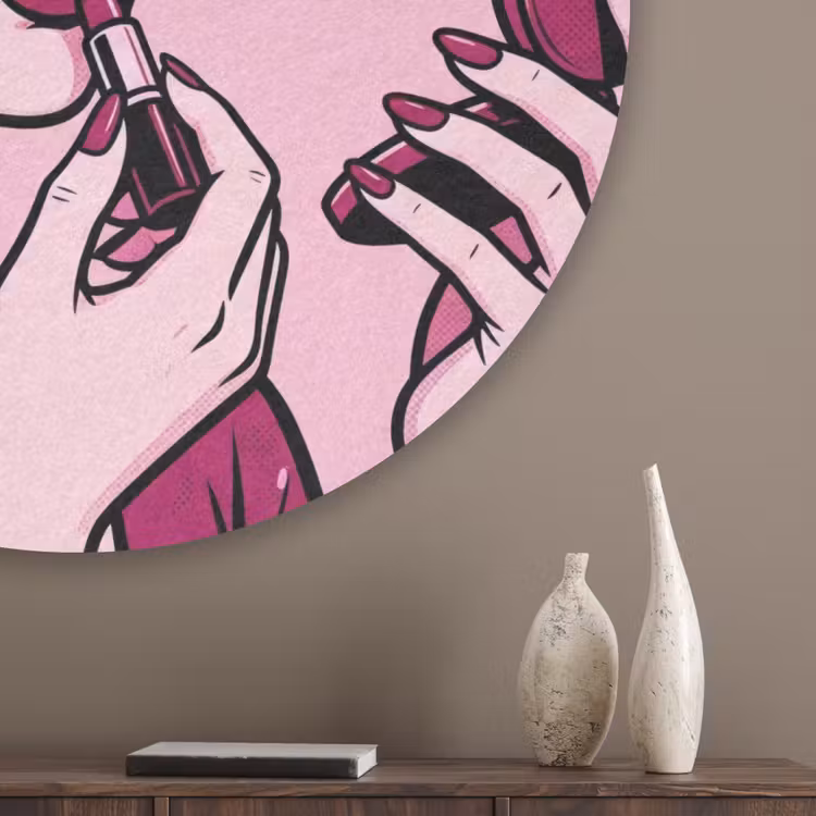 Vintage - Vrouw - Roze Akoestische PET Vilt - Rond klein -sfeer5_closeup