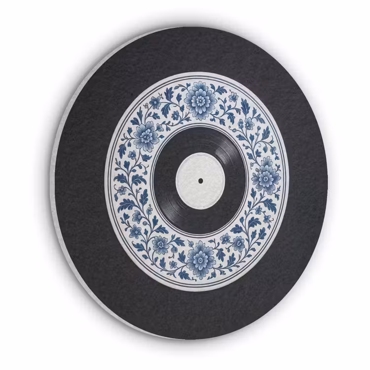 Vinyl - LP - Delfts Blauw - Muziek Akoestische PET Vilt - Rond klein -3d