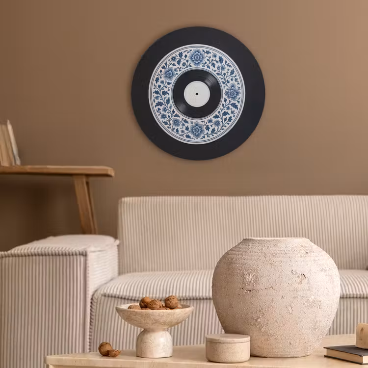 Vinyl - LP - Delfts Blauw - Muziek Akoestische PET Vilt - Rond klein -sfeer1