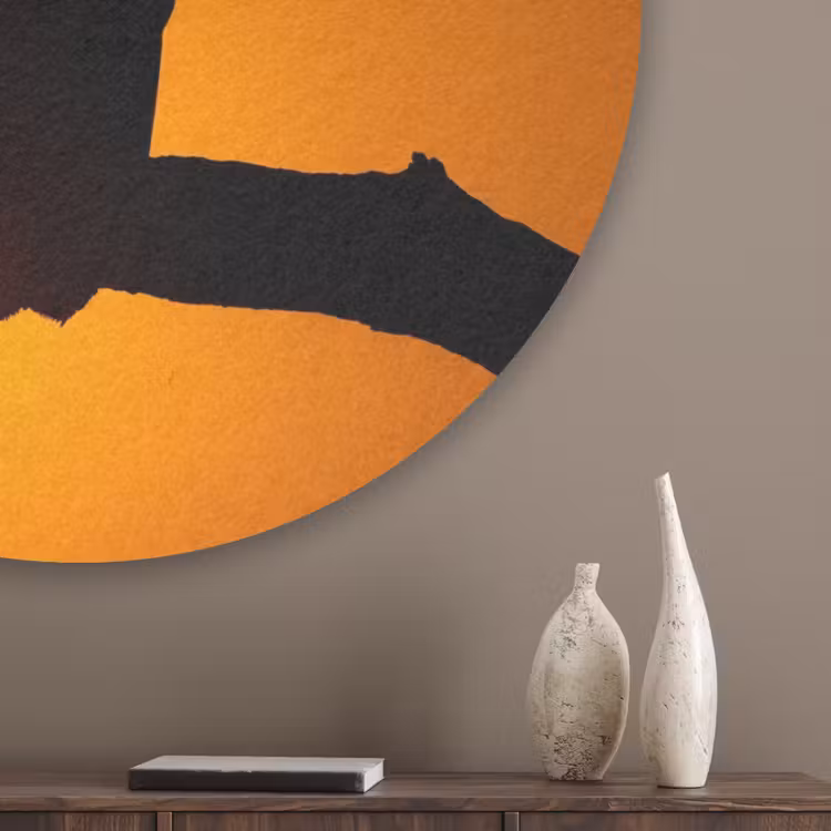 Gier - Tak - Zon - Oranje Akoestische PET Vilt - Rond klein -sfeer5_closeup