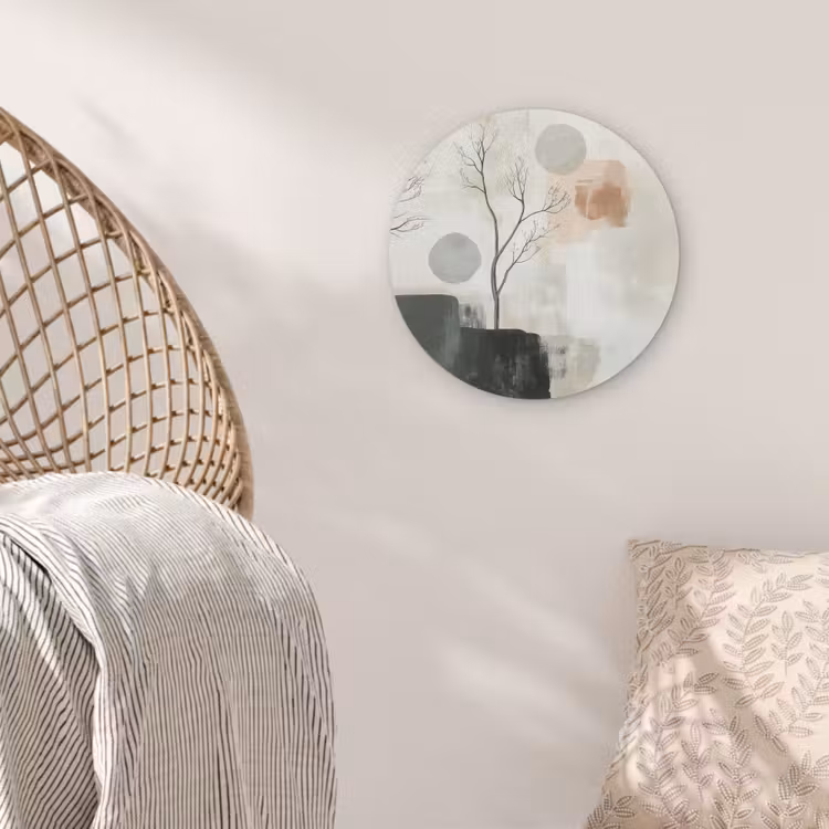 Wabi sabi - Beige - Plant Akoestische PET Vilt - Rond klein -sfeer4