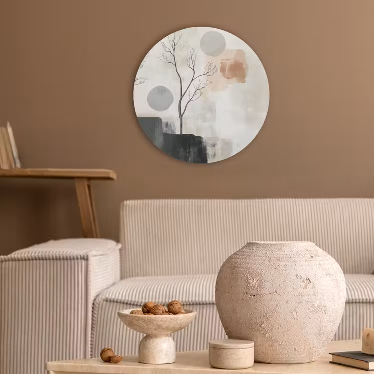 Wabi sabi - Beige - Plant Akoestische PET Vilt - Rond klein -sfeer1