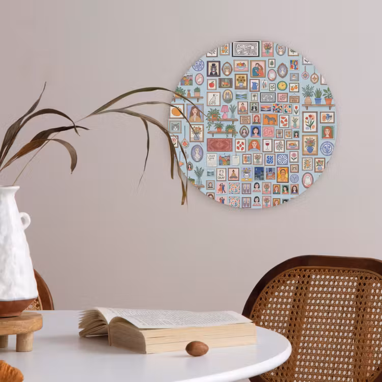 Wanddecoratie - Collectie - Huis - Illustratief - Kleurrijk Akoestische PET Vilt - Rond klein -sfeer3